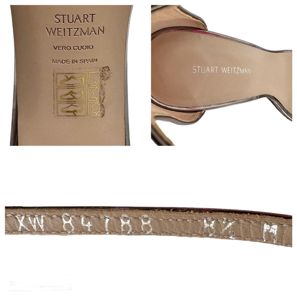 Stuart Weitzman Nudistsong Ankle Strap Sandal Pewter Glass Heels 8 1/2 M Medium - Picture 17 of 17